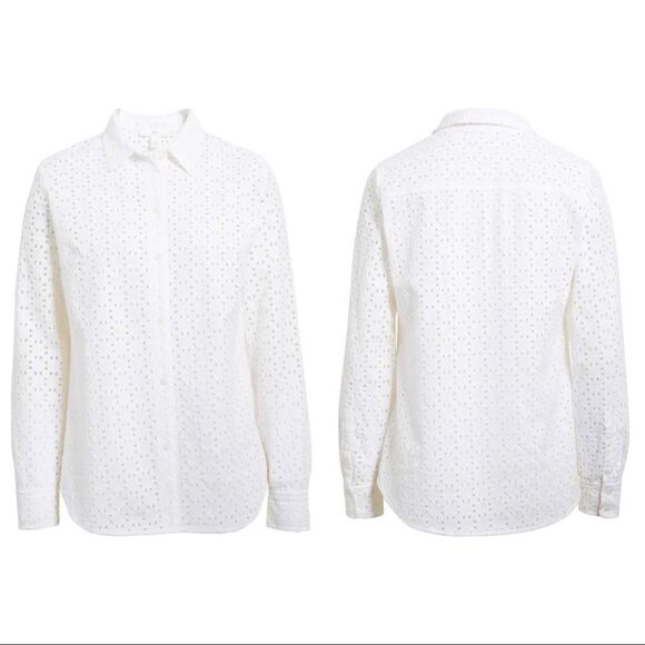 1901 • Button Front Cotton Eyelet Shirt • Size XS - Picture 1 of 9